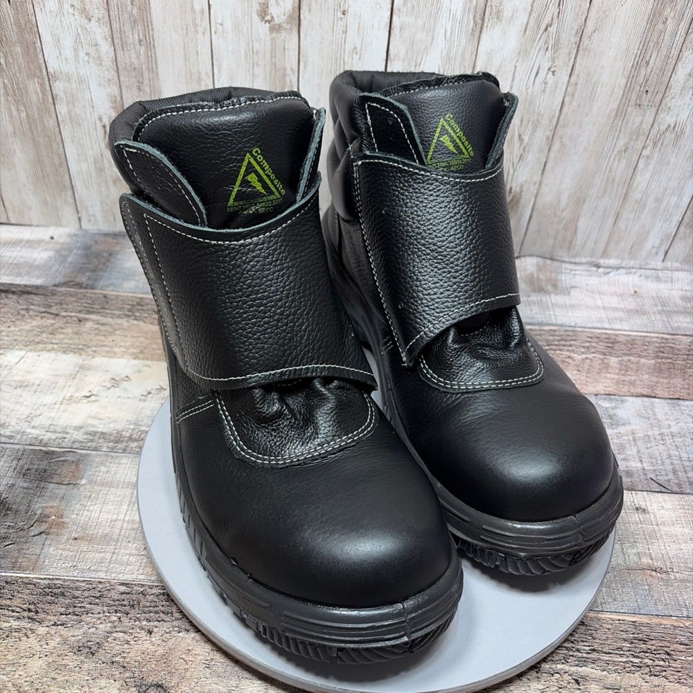 Safetline Mens Black Leather Welding Work Boots Safety Shoes Size BR 40 US 9/9.5